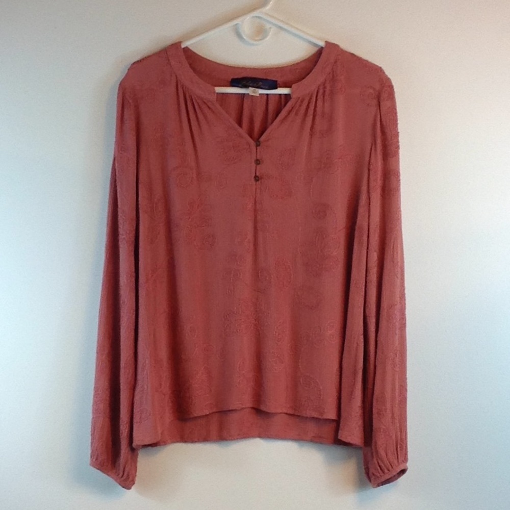 Blue rain top medium shirt LongSleeve blouse mauve